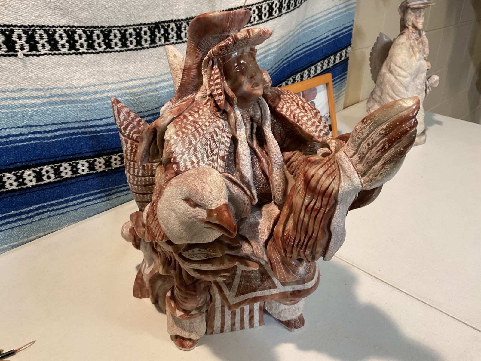 Ben Woody Jr. Signed-Hand Carved Navajo Utah Alabaster Stone Sculpture