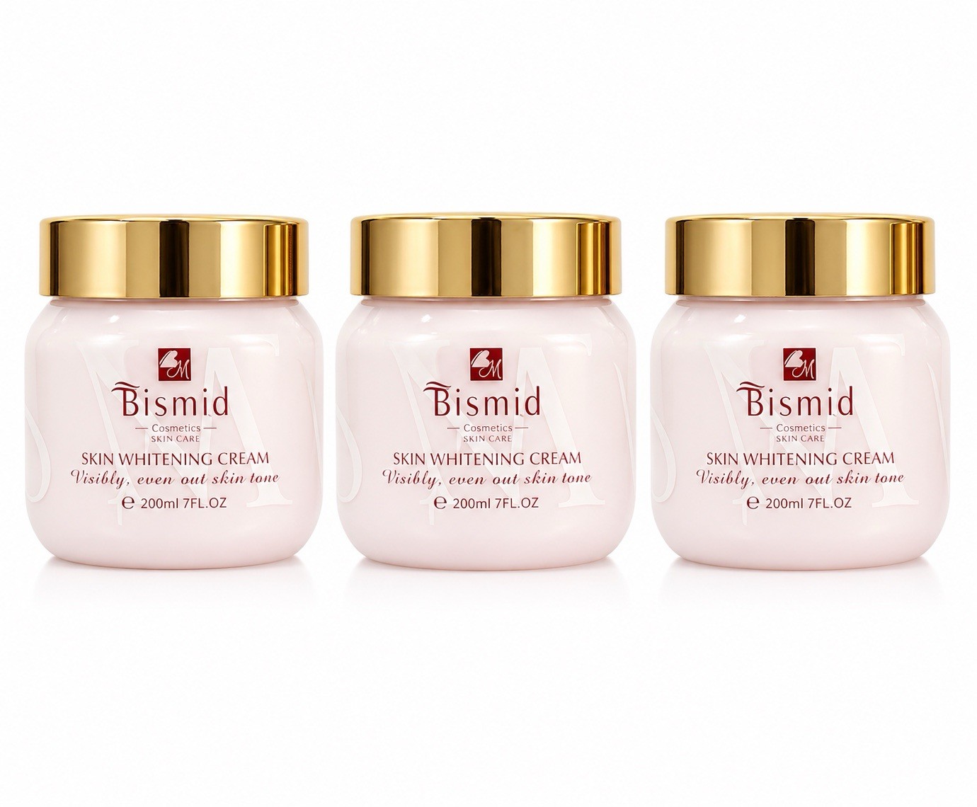 Bismid Skin Whitening Cream Even Tone Brightening Moisturizer 200ml 3pcs