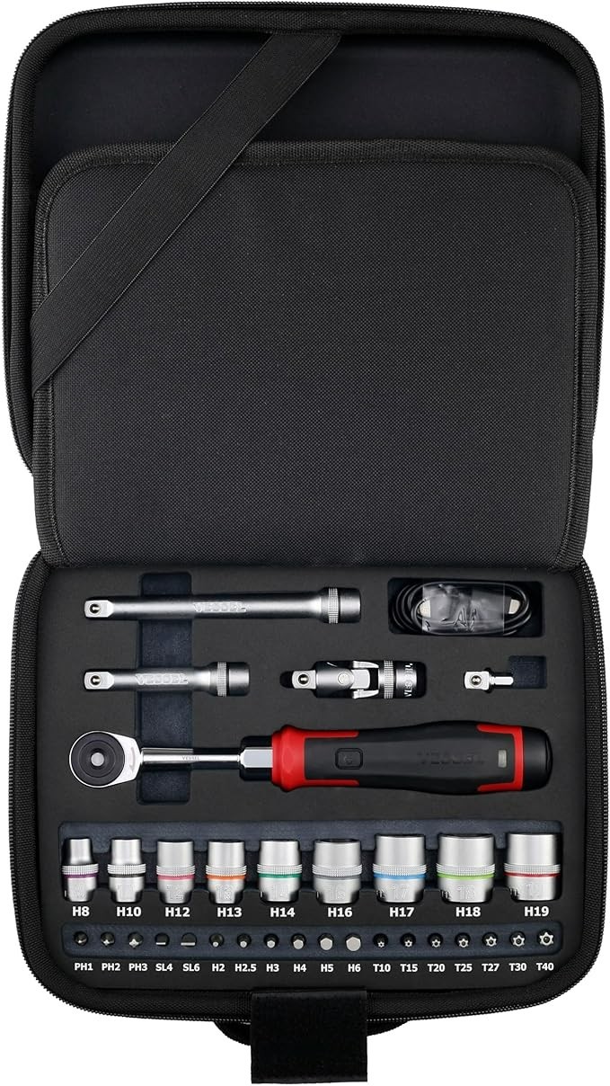 VESSEL 400ER3-1M Electric Slim Ratchet 31pc Socket Bit Set Cordless Japan VESSEL 400ER3-1M Electric Slim Ratchet 31pc Socket Bit Set Cordless Japan