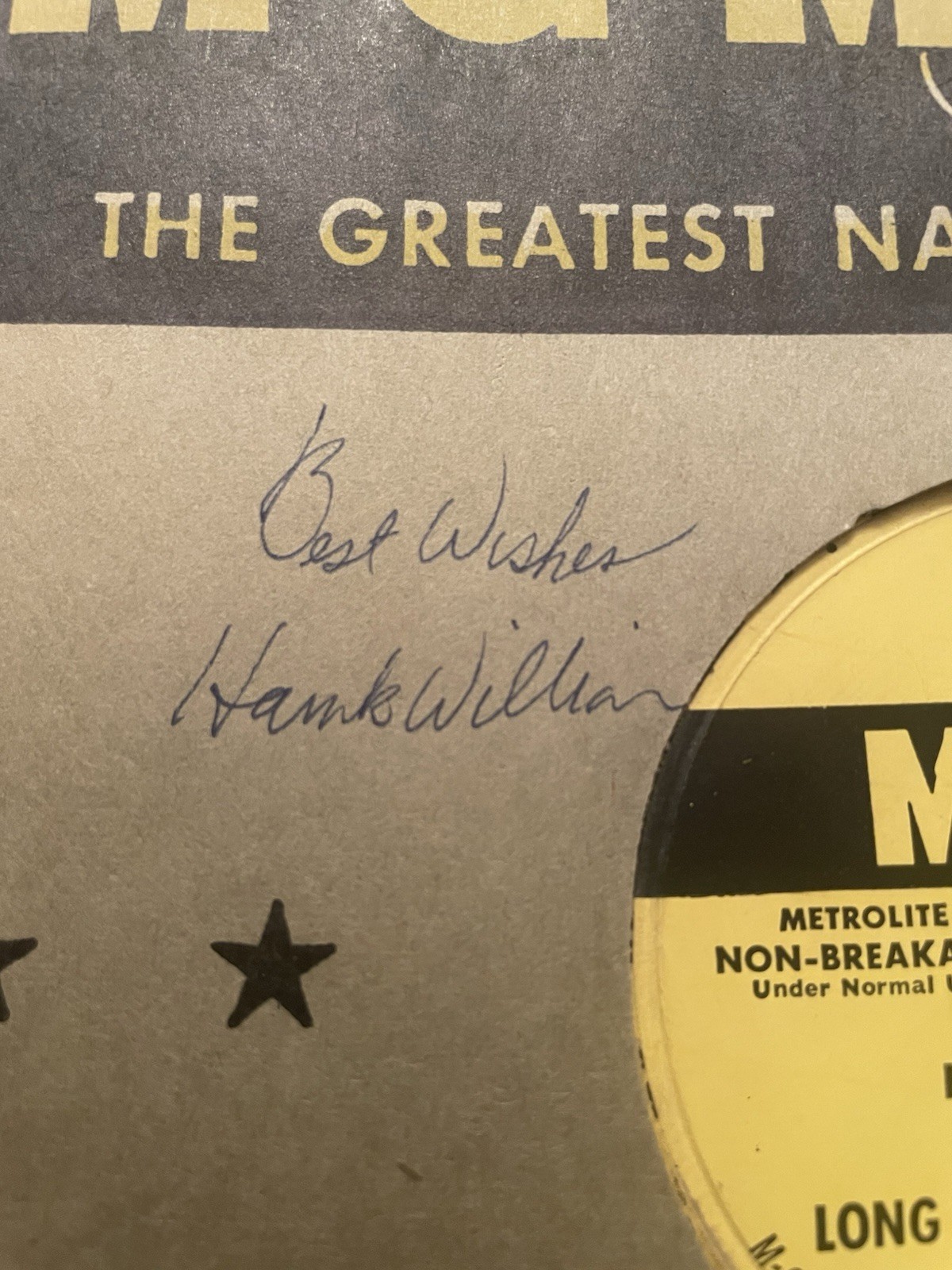 RARE Hank Williams Sr. signed autographed MGM 78 RPM Sleeve NICE