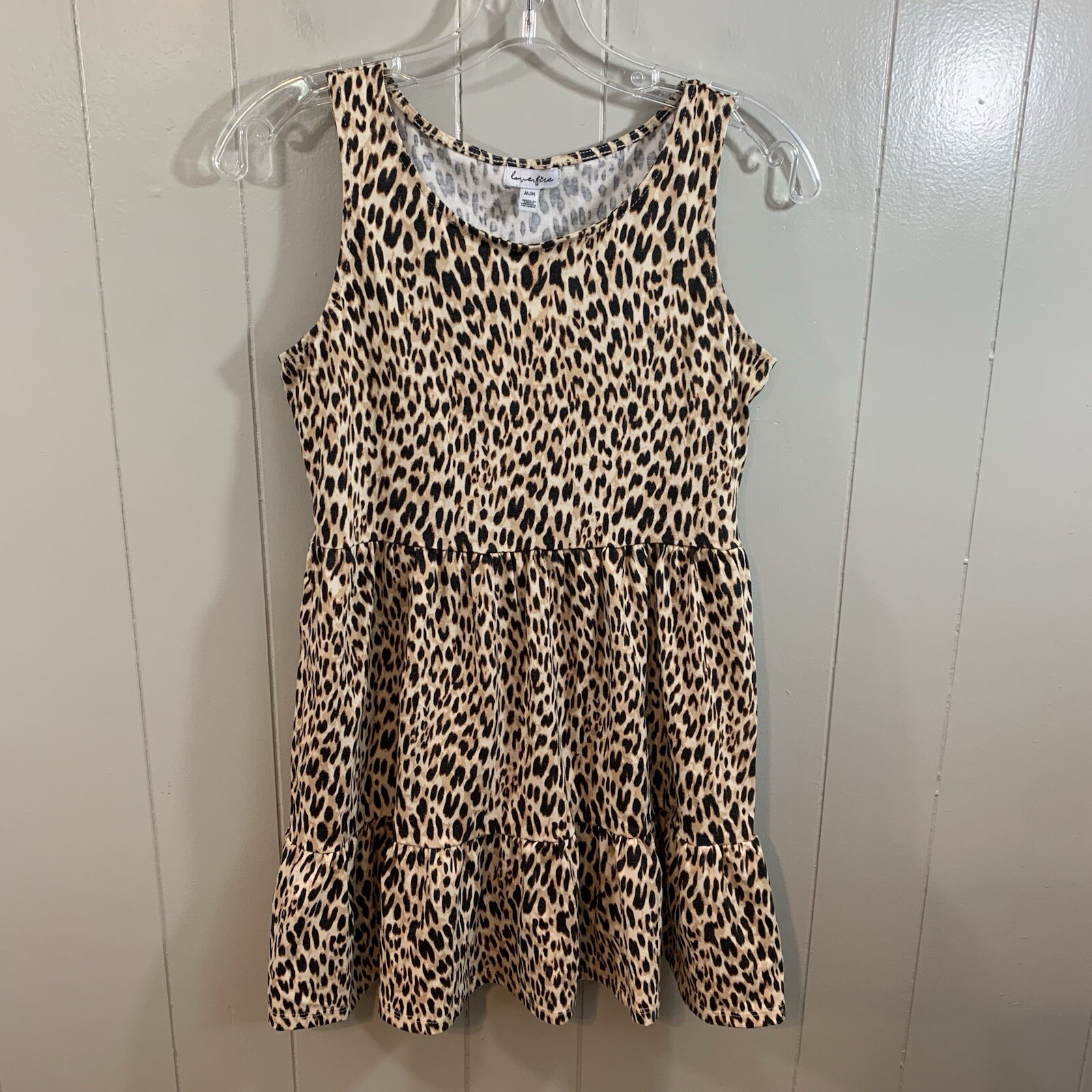 Love, Fire Tan Animal Print Sleeveless Round Neck Casual Tunic Tank Top M NEW