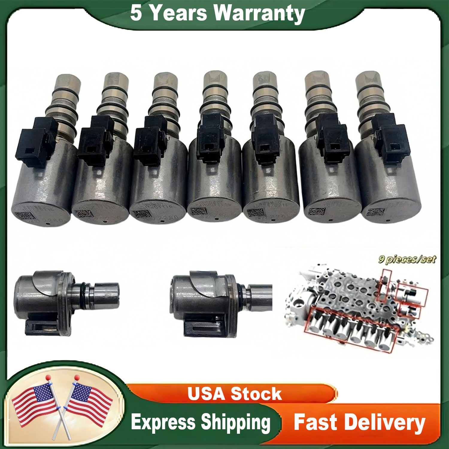 9X TRANSMISSION SOLENOID Fit 2014-2025 CHEVY GMC SILVERADO SIERRA 1500 8L45 8L90 9X TRANSMISSION SOLENOID Fit 2014-2025 CHEVY GMC SILVERADO SIERRA 1500 8L45 8L90