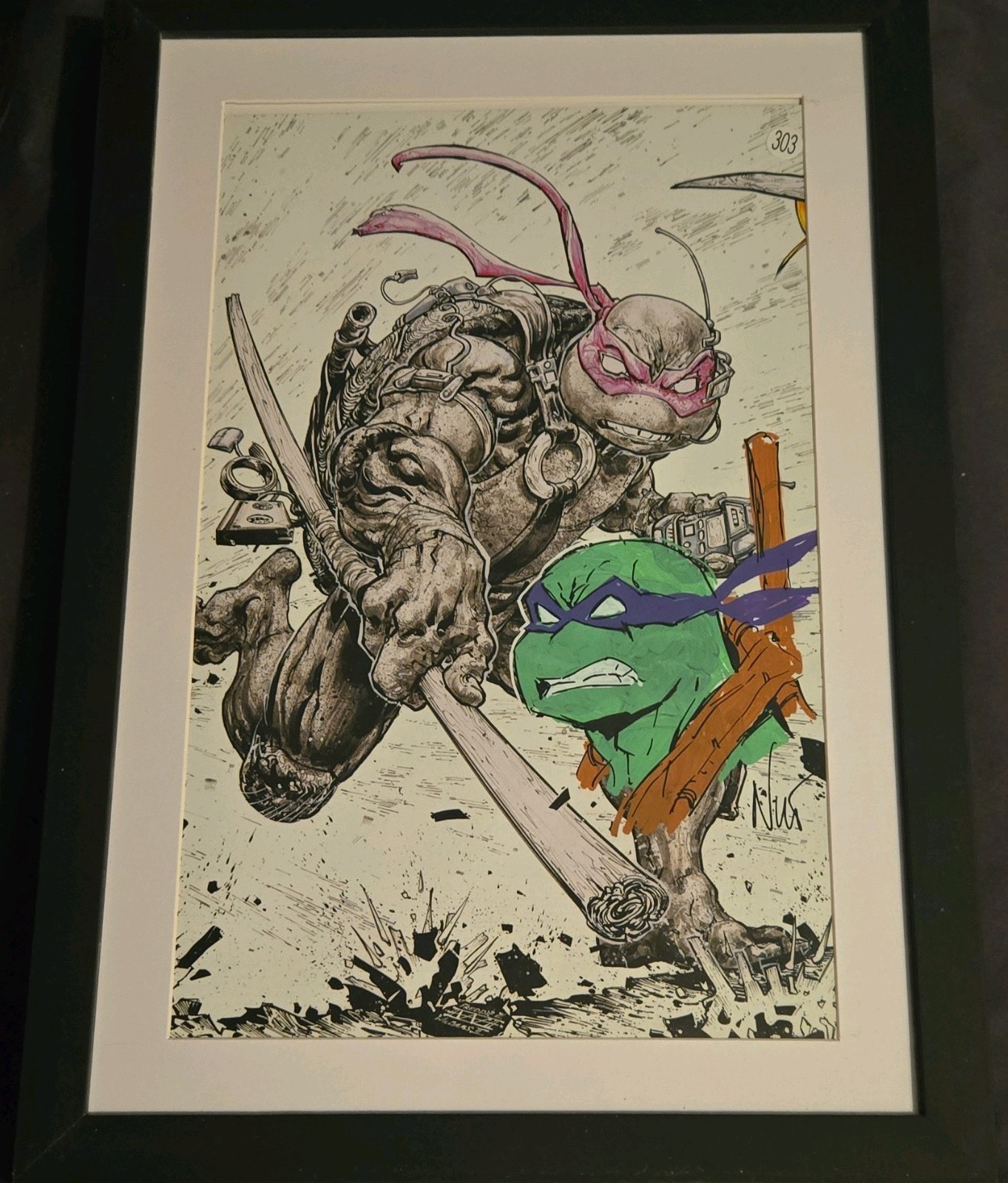 TMNT Comic Original Color REMARK Sketch by EDDIE NUÑEZ Signed COA Donatello Art