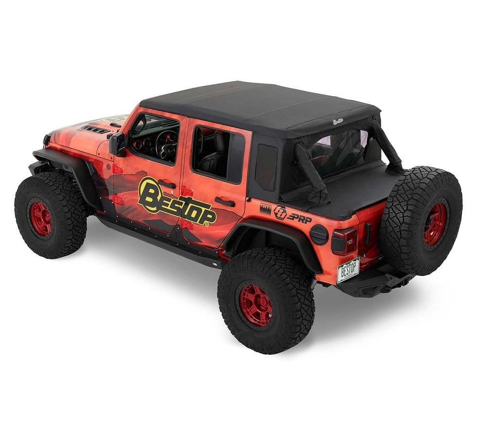 Bestop 80100-17 TrekTop HalfTop Accessory Black Twill for 18-23 Wrangler JL 4DR