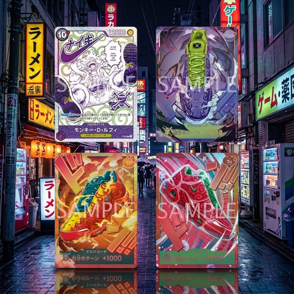 PRESALE Nike x ONE PIECE 4 Card Set P-099 Luffy 3 DON Limited Japanese Promo