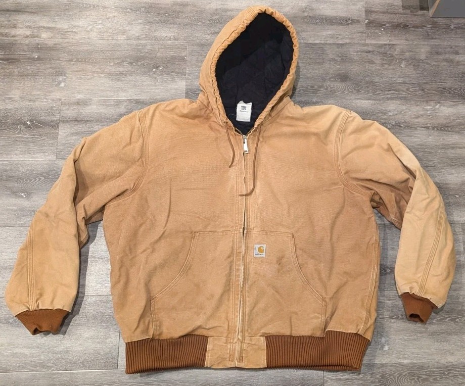 VTG Carhartt Quilted Duck Jacket Coat Mens Hooded J140 Brown Canvas USA VTG Carhartt Quilted Duck Jacket Coat Mens Hooded J140 Brown Canvas USA