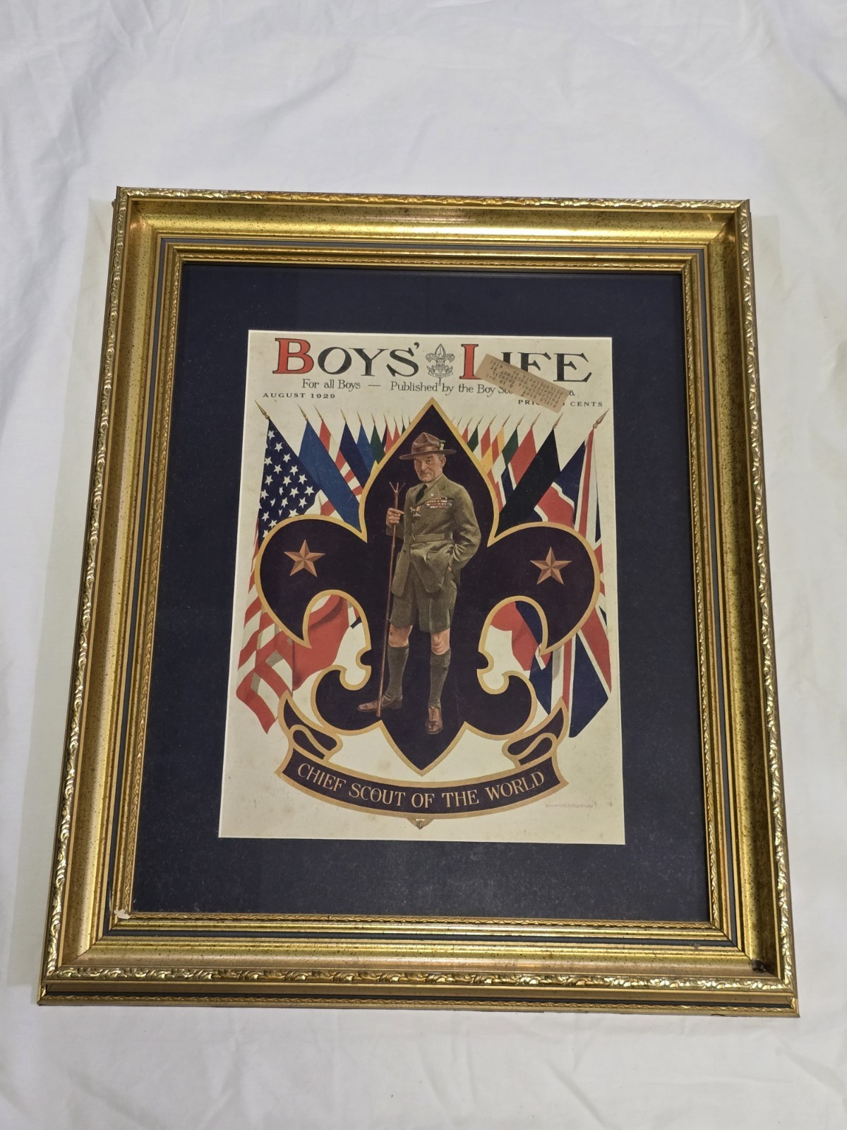 RARE Boy's Life Chief Scout Of The World August 1929 Framed Magazine