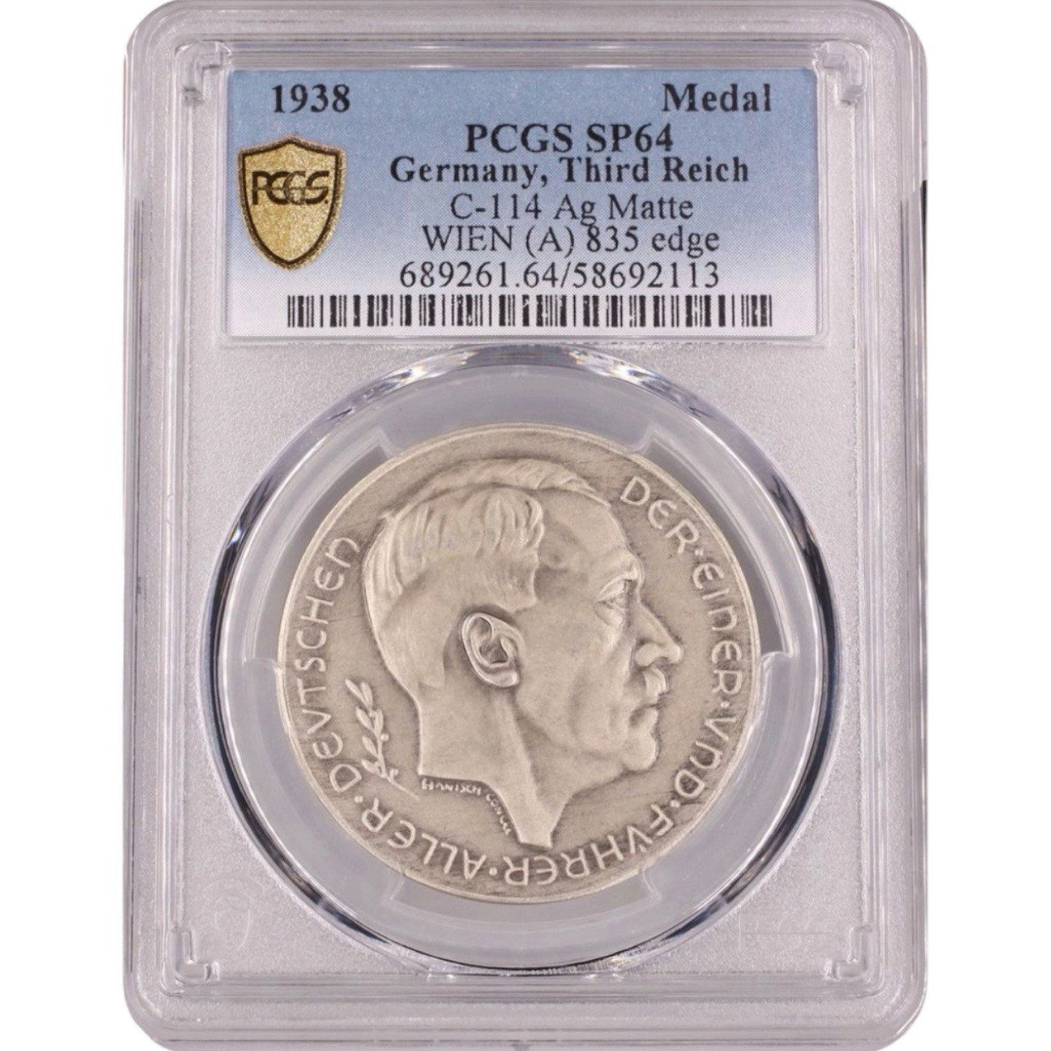 1933-Germany Silver Medal, C-114 AG Matte-PCGS SP 64 1933-Germany Silver Medal, C-114 AG Matte-PCGS SP 64