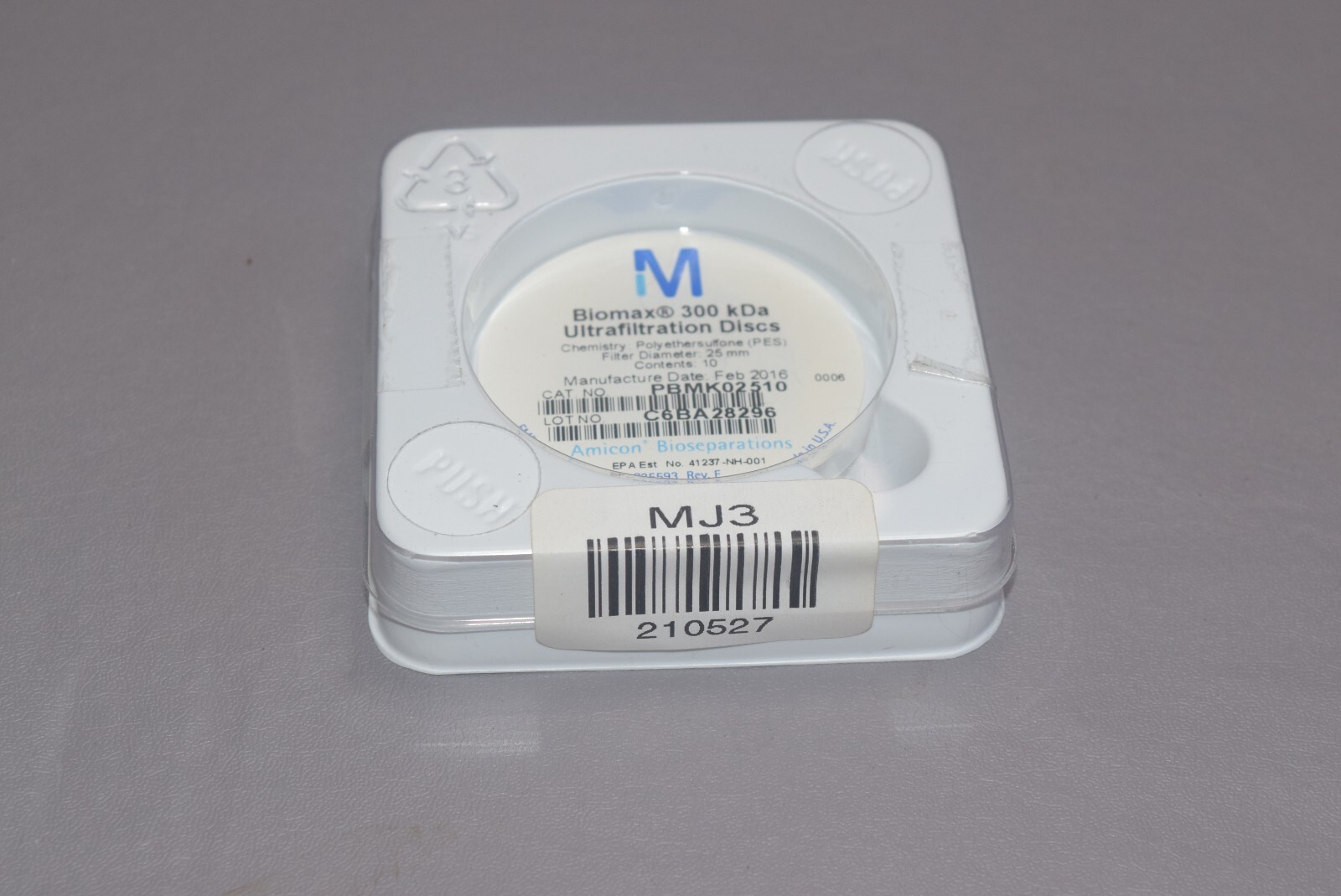 MILLIPORE Biomax 300kDa Ultrafiltration Disc, 25mm PBMK02510 #210527-540