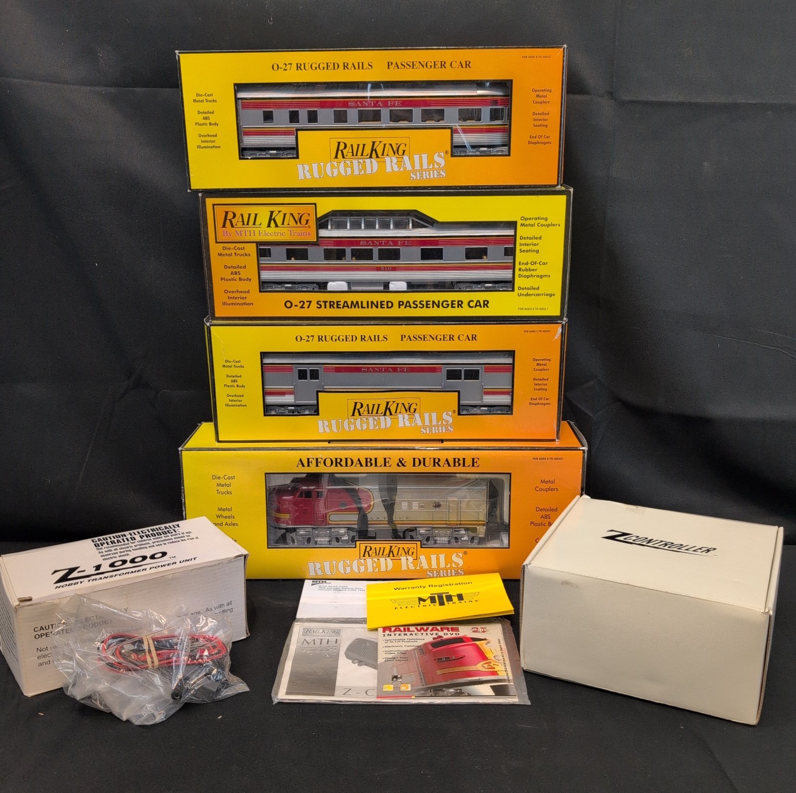 MTH Rail King O Gauge SANTA FE F-3 DIESEL ENGINE & CAR SET With Boxes And Power MTH Rail King O Gauge SANTA FE F-3 DIESEL ENGINE & CAR SET With Boxes And Power