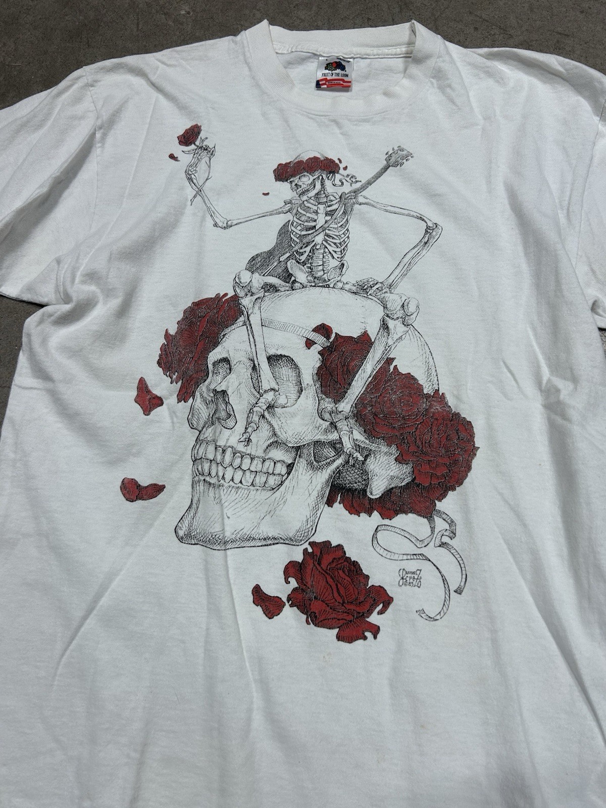 Vintage 1985 Grateful Dead Grail Roses Rare Single Stitch White T Shirt Large