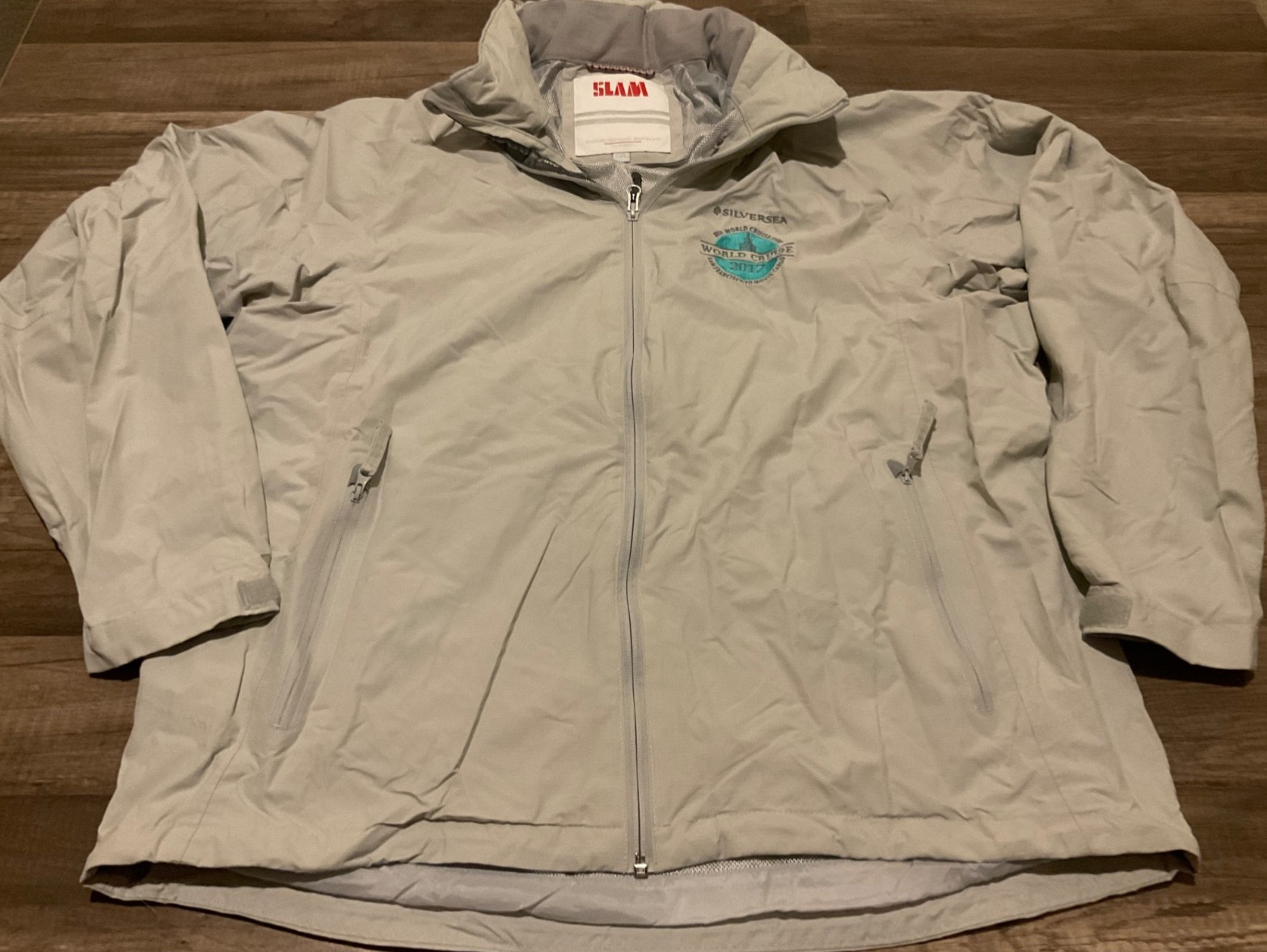 SLAM SAILING ZIP-UP WINDBREAKER PACKABLE HOOD SILVERSEA EMBROIDERED ( MENS XXL ) SLAM SAILING ZIP-UP WINDBREAKER PACKABLE HOOD SILVERSEA EMBROIDERED ( MENS XXL )
