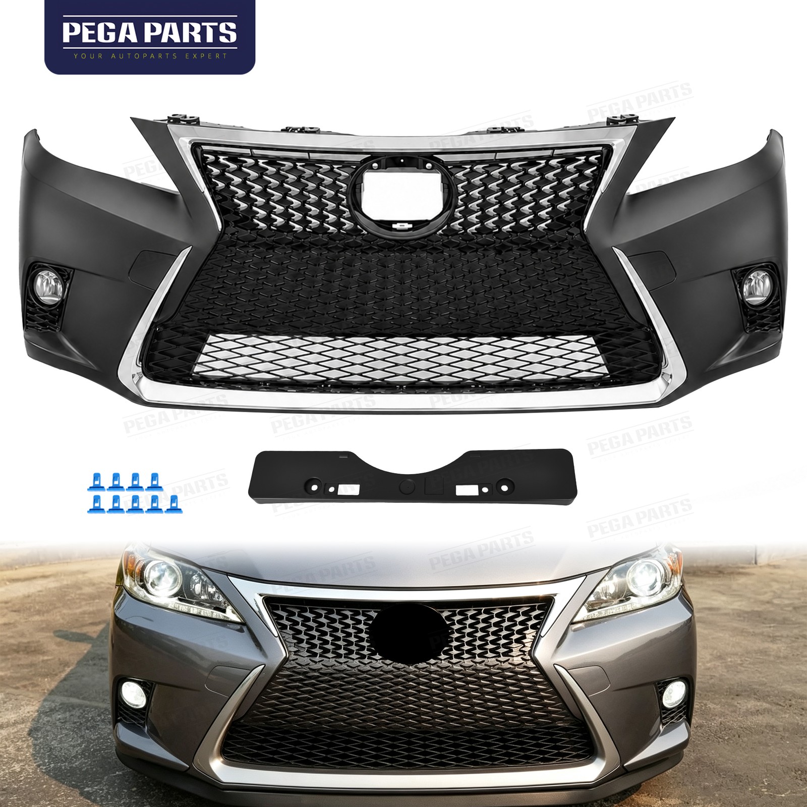 Fit For 2011-2017 Lexus CT200h 1.8L Front Bumper Cover Grille Assembly Set