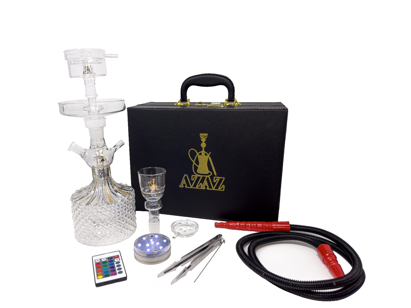 AZAZ Crystal Shisha Luxury Portable Glass Hookah Set with Everything AZAZ Crystal Shisha Luxury Portable Glass Hookah Set with Everything
