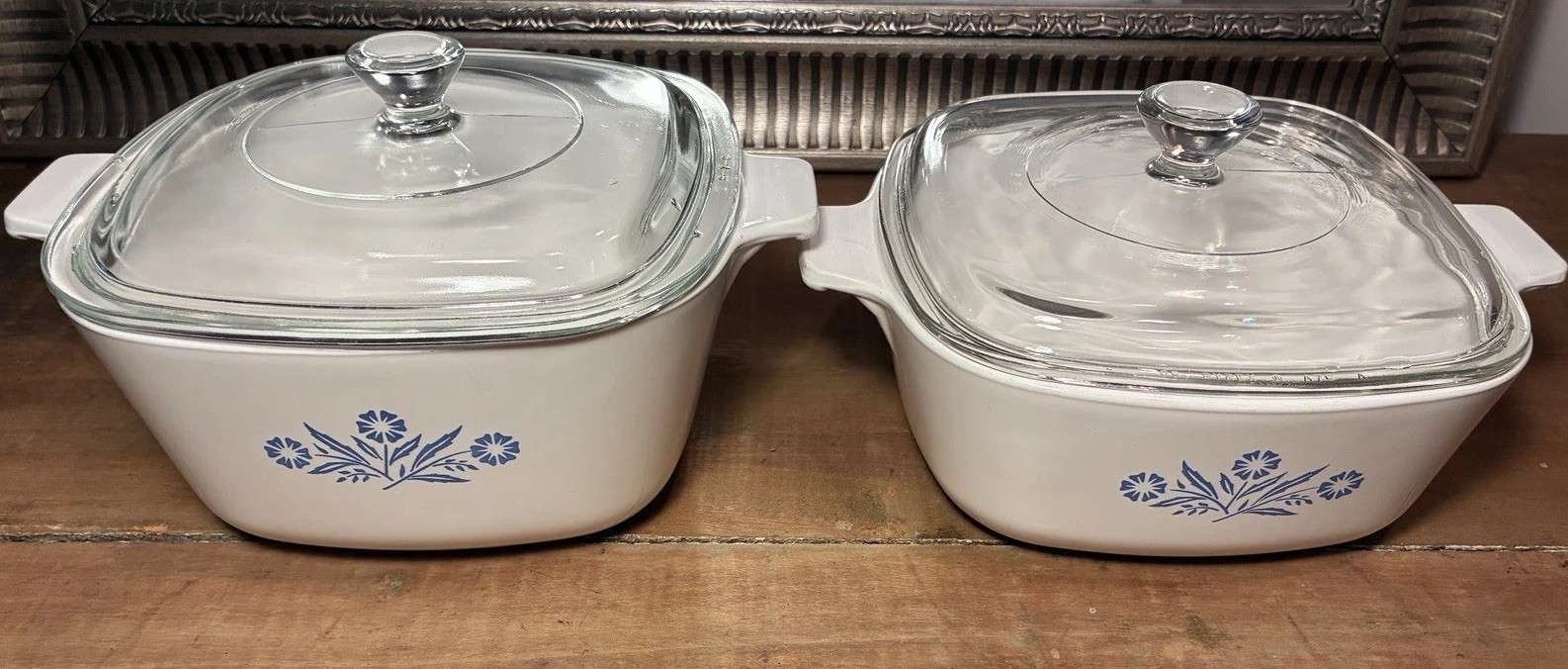 Vntg Corning Ware Casserole Set P-1.5-B & P-1.75-B w/2 Glass Kids