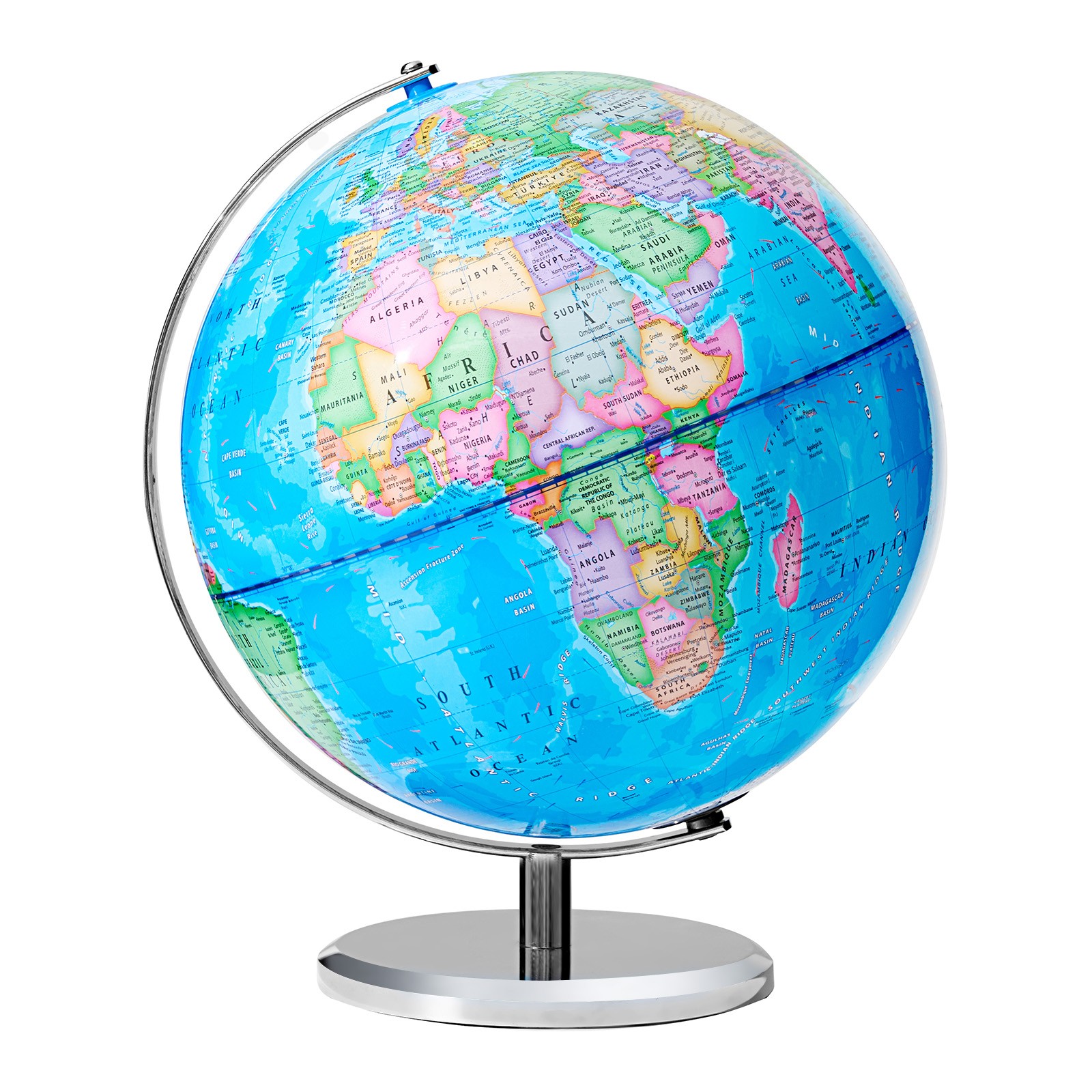 13'' World Globe Metal Stand Earth Ocean Rotating World Map Geography Desktop 