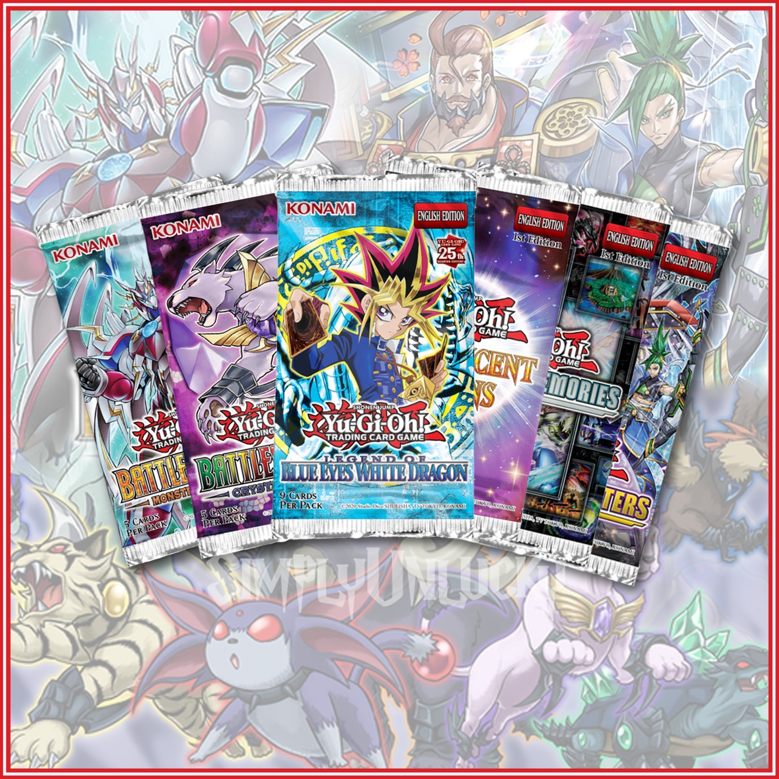 YuGiOh 6x Random Packs Booster Bundle English Official Konami