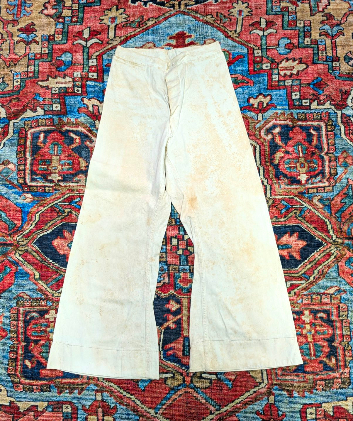 Vintage 1940s WWII USN Bell Bottom Pants Small White Stencil Bell Bottom USA