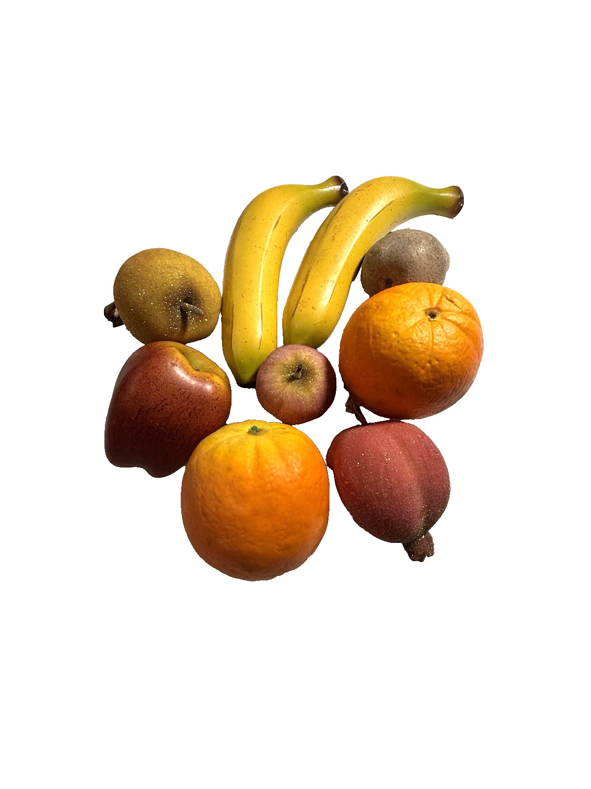 Vintage Faux Fruit Lot 9 Pc Wood Plastic Kitchen Bowl Basket Decor Retro