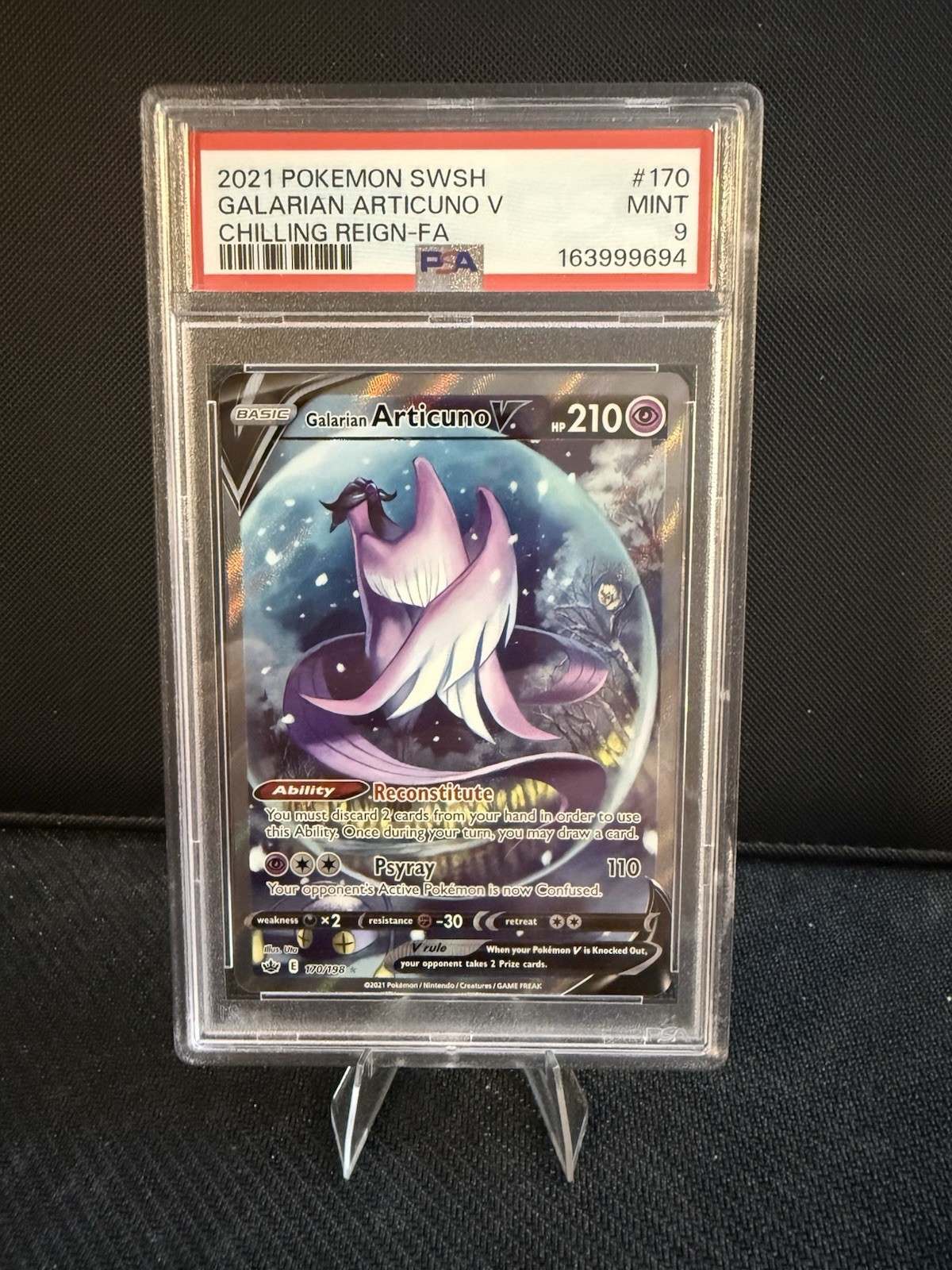 2021 Pokemon TCG PSA 9 Galarian Articuno V #170/198 SWSH Chilling Reign Full Art 2021 Pokemon TCG PSA 9 Galarian Articuno V #170/198 SWSH Chilling Reign Full Art