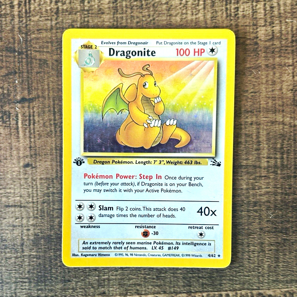 WotC Dragonite 4/62 Fossil Holo Rare Unlimited EN 1999 100 HP First Edition