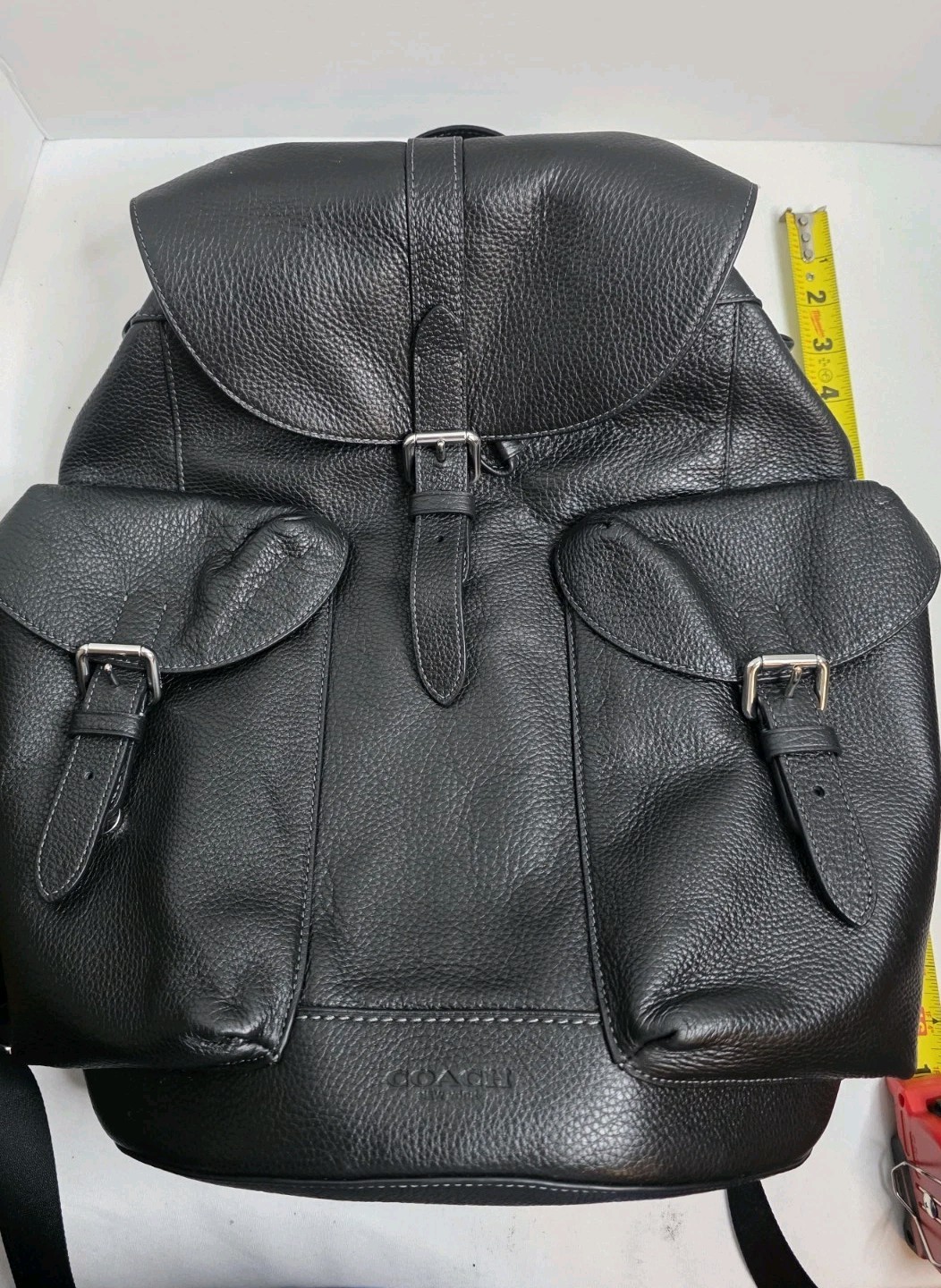 Coach Men’s Warner Backpack Silver/Black Leather Coach Men’s Warner Backpack Silver/Black Leather