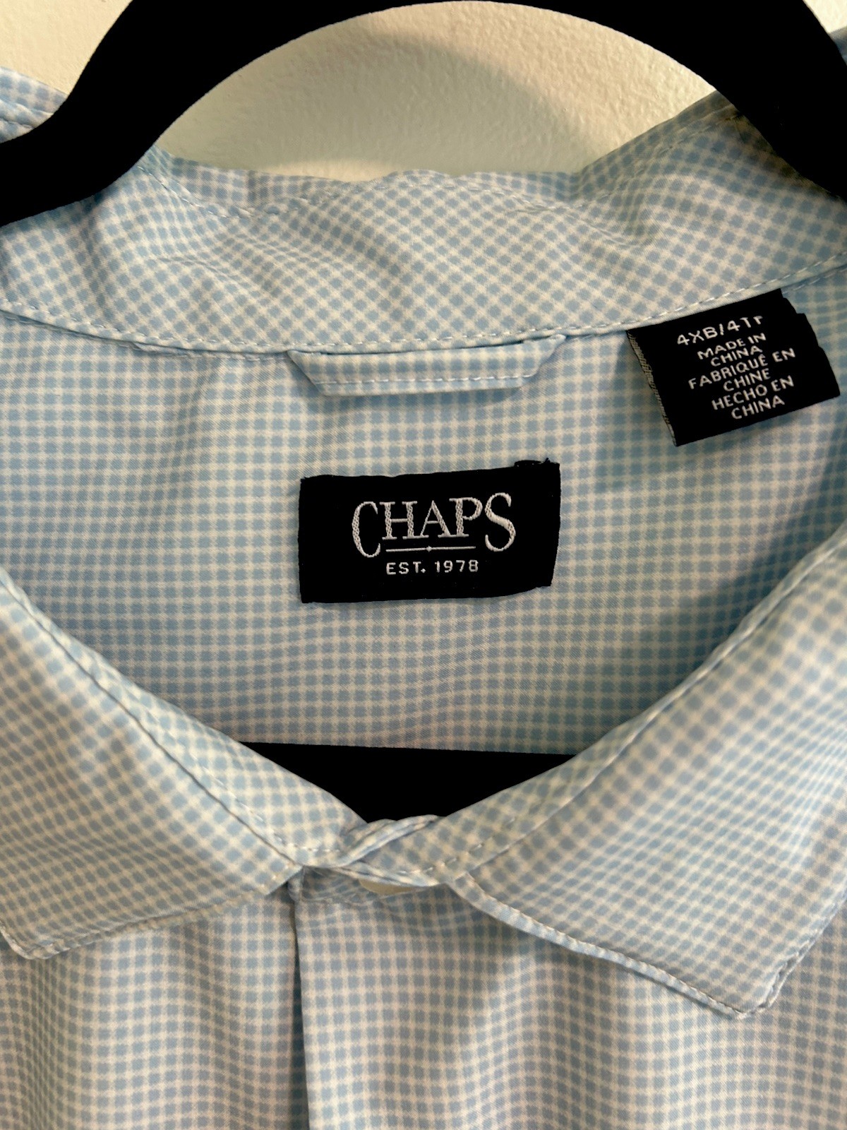 Chaps Mens 4XB Big & Tall Blue Check Long Sleeve Casual Shirt EUC Chaps Mens 4XB Big & Tall Blue Check Long Sleeve Casual Shirt EUC