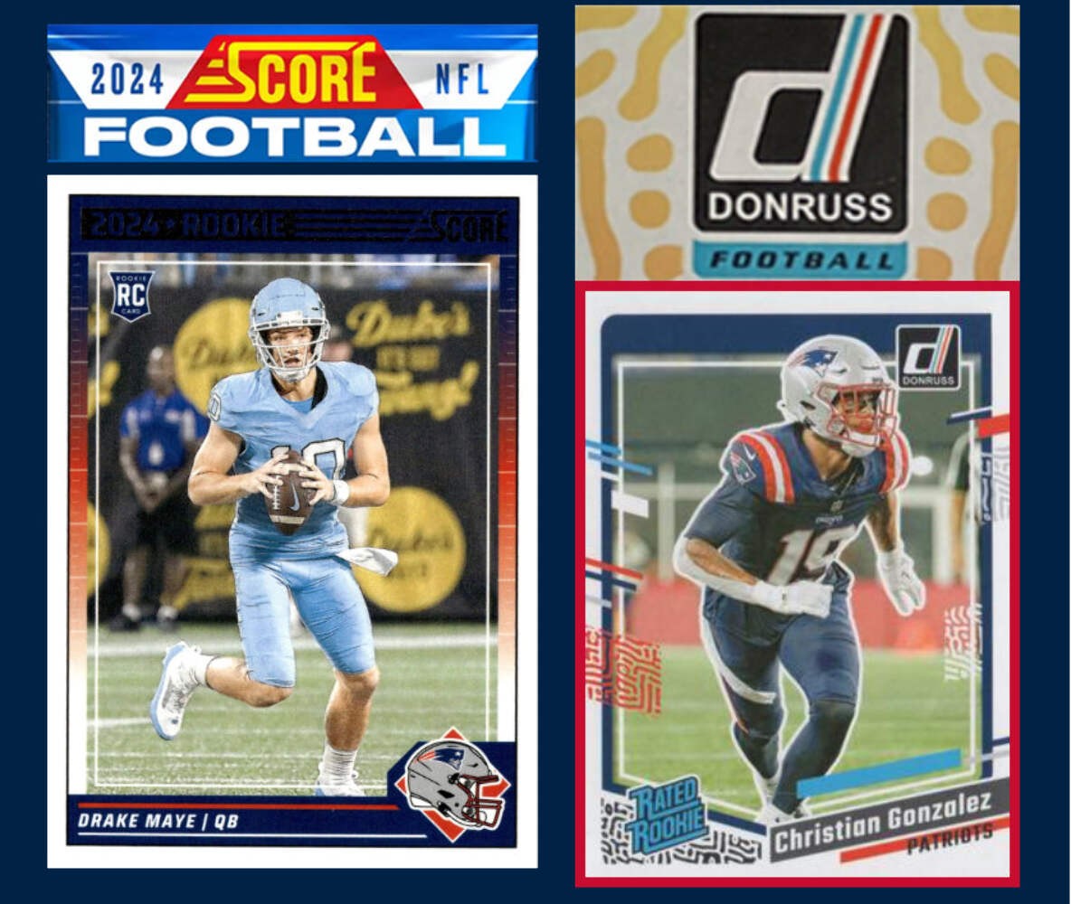 2024 SCORE NFL New England Patriots Hand Team Set 303 Drake Maye RC + 2023 Donru