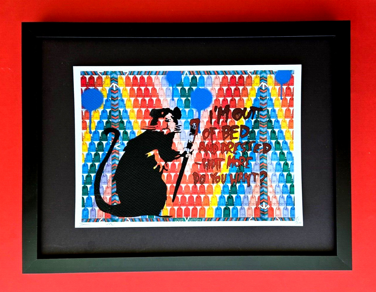 DEATH NYC Hand Signed Print Framed  16X12in COA THIS IS NOT A SIMPLE BANKSY  RAT