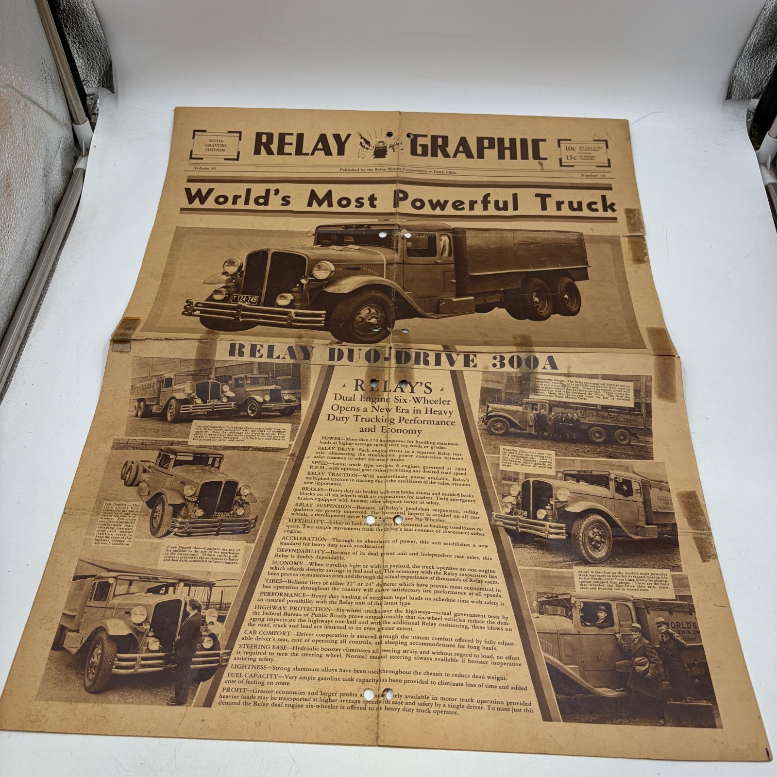 Vintage Relay Graphic No 18 Relay Motors Lima Ohio Truck Brochure Newspaper