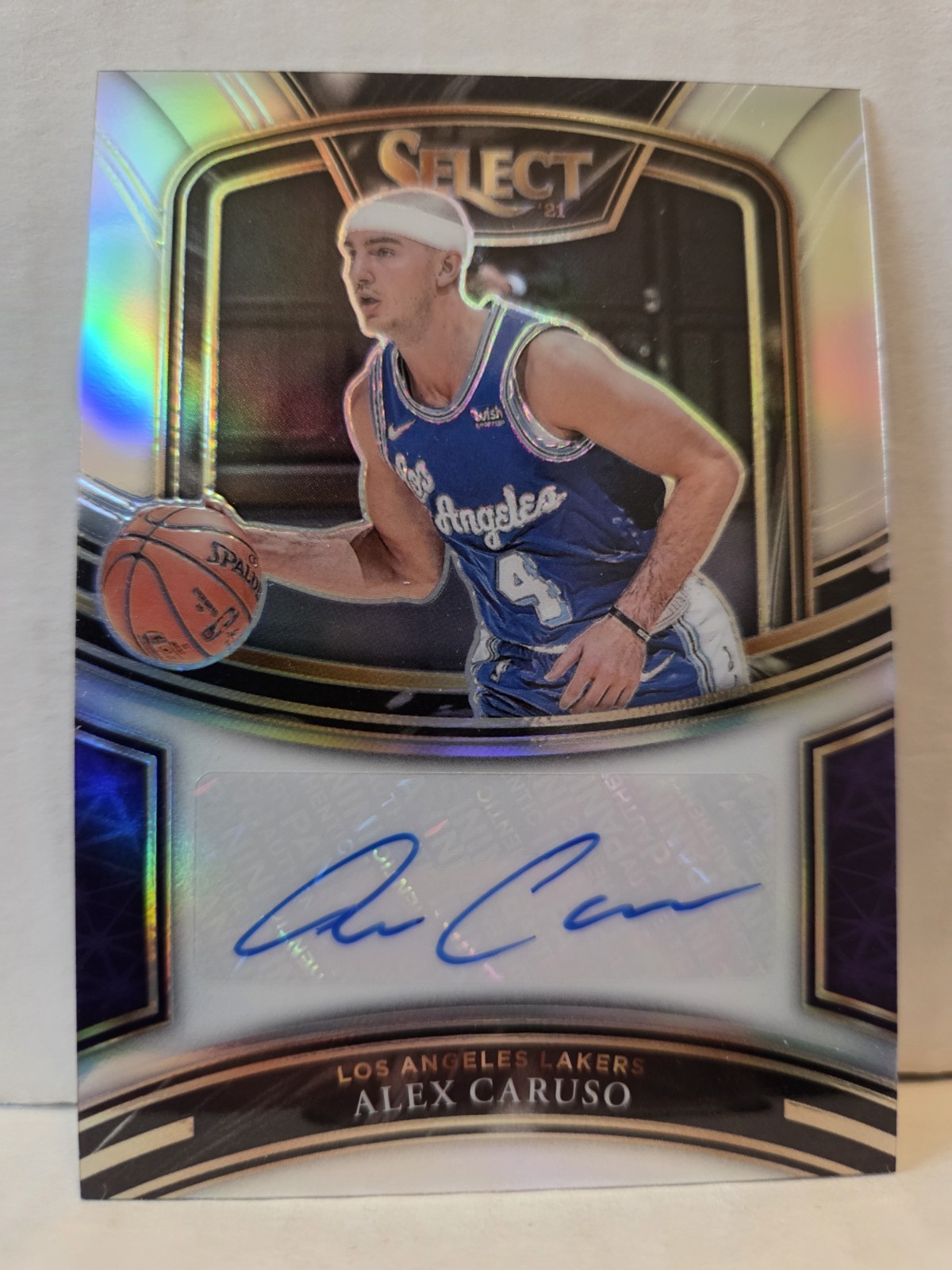 Alex Caruso 2020-21 Panini Select Silver Prizm Signatures Auto /249 Lakers