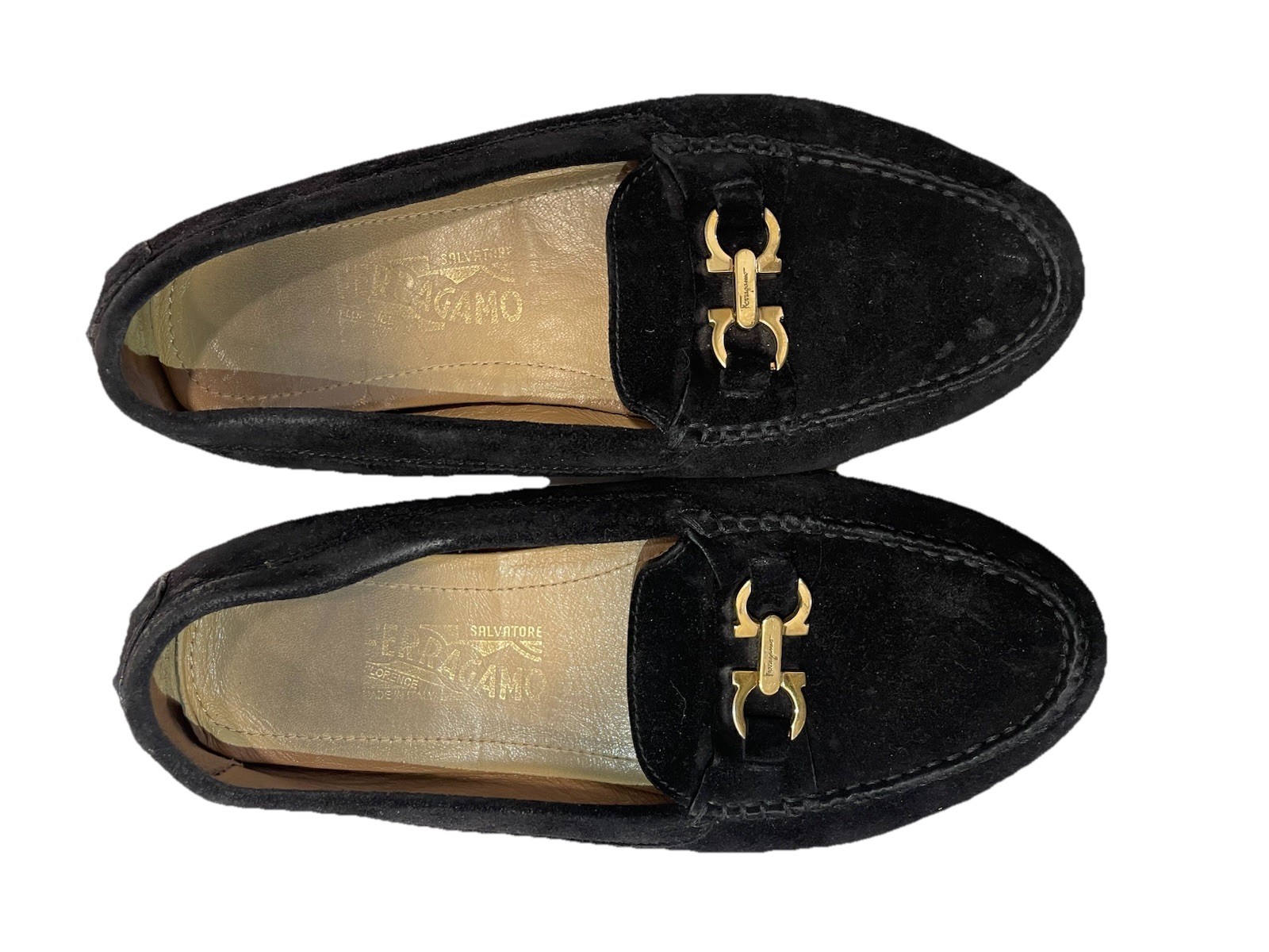 H70# Salvatore Ferragamo Womens Suede Gancini Loafers Driving Shoes Size 7 #R