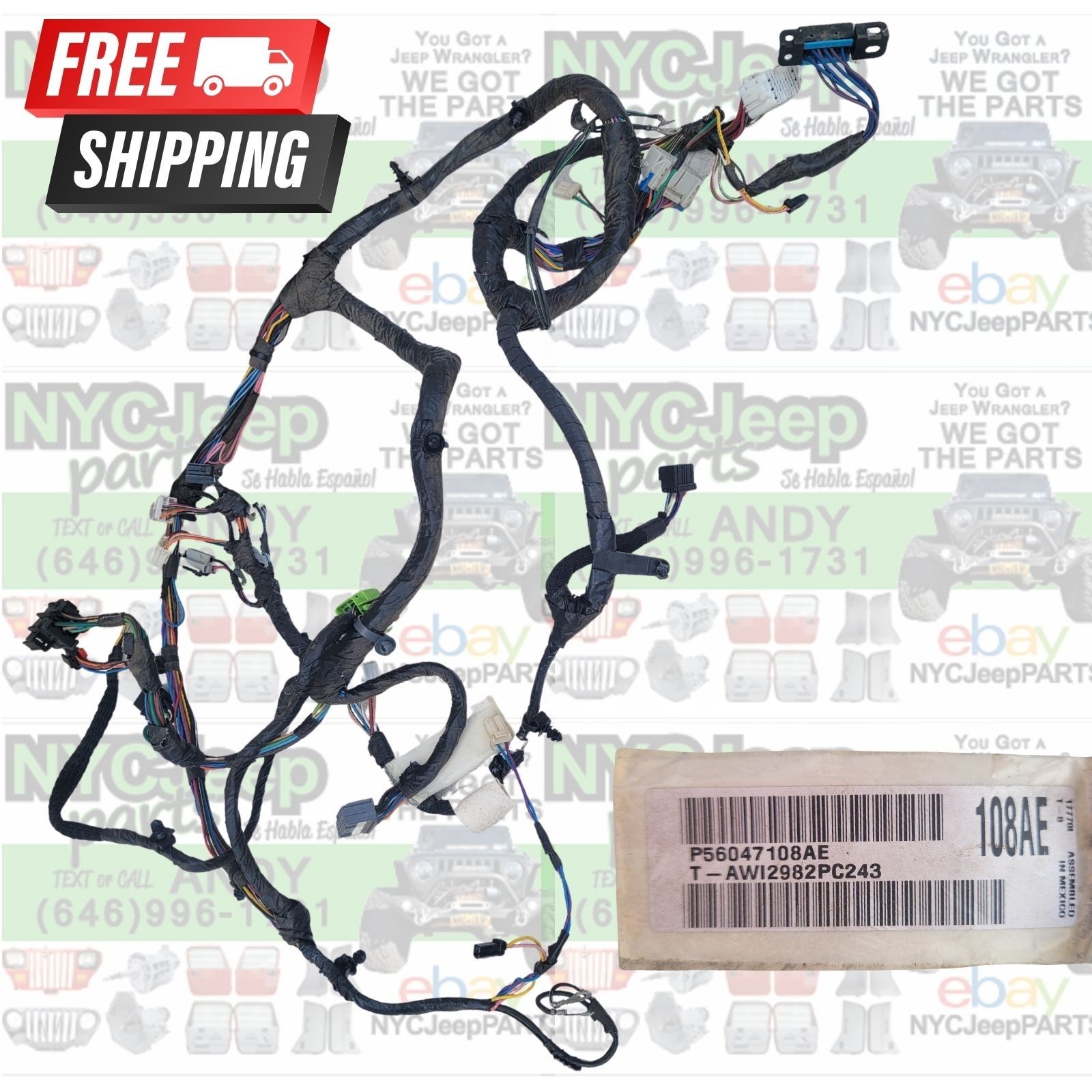 2003 Jeep Wrangler TJ Instrument Gauge DASH WIRE HARNESS Hard Top Dim Mirror O/D