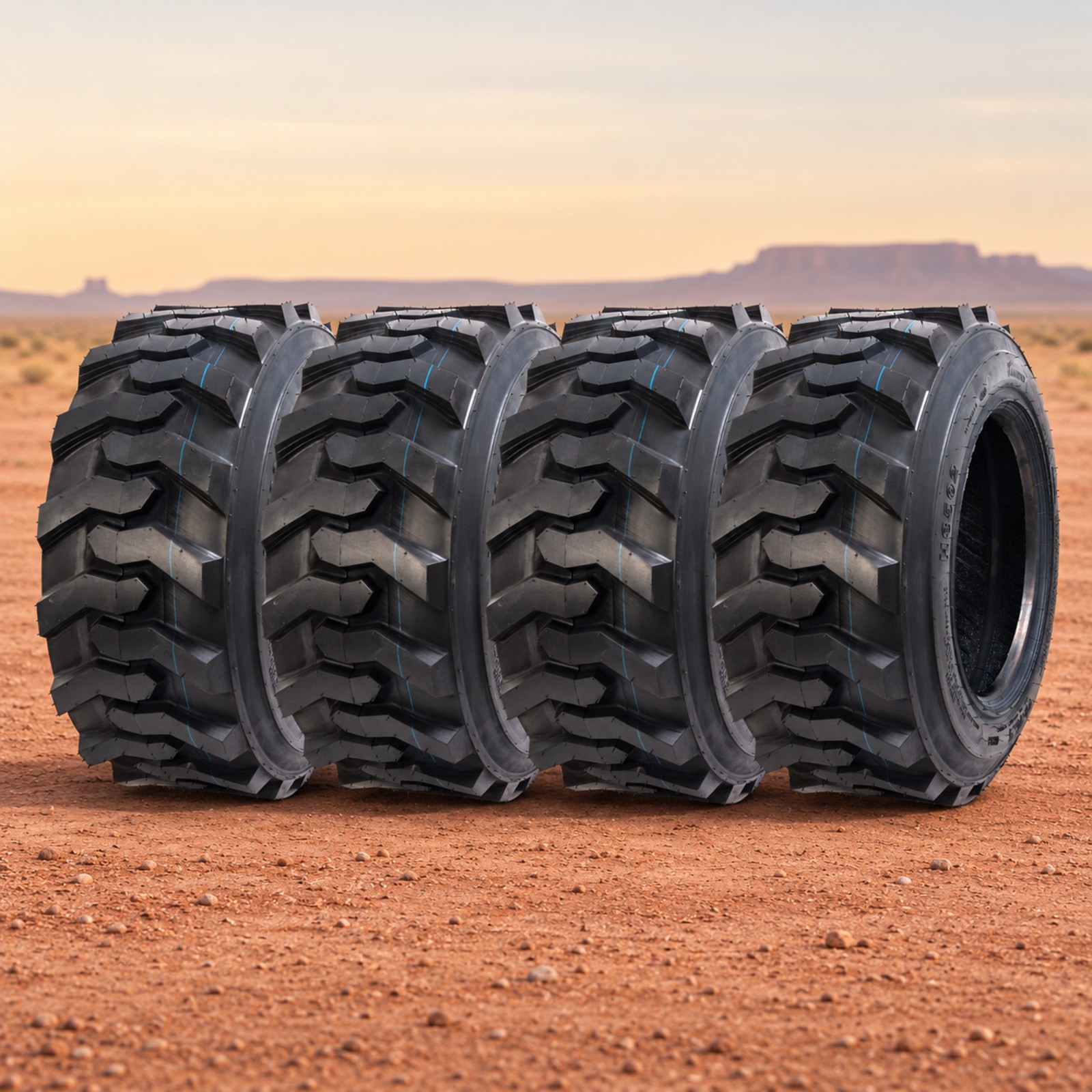 4-Pack 10-16.5 Skid Steer Tires 10x16.5 SKS 10PR Heavy Duty w/ Rim Guard Bobcat