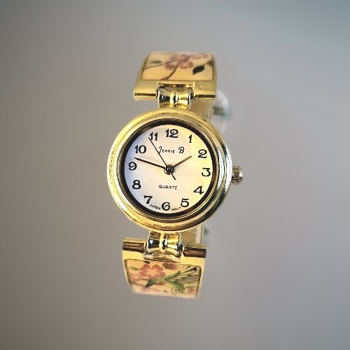 Jennie B Ladies Quartz Watch Hummingbird Cherry Blossom Bracelet Japan Mov\'t...
