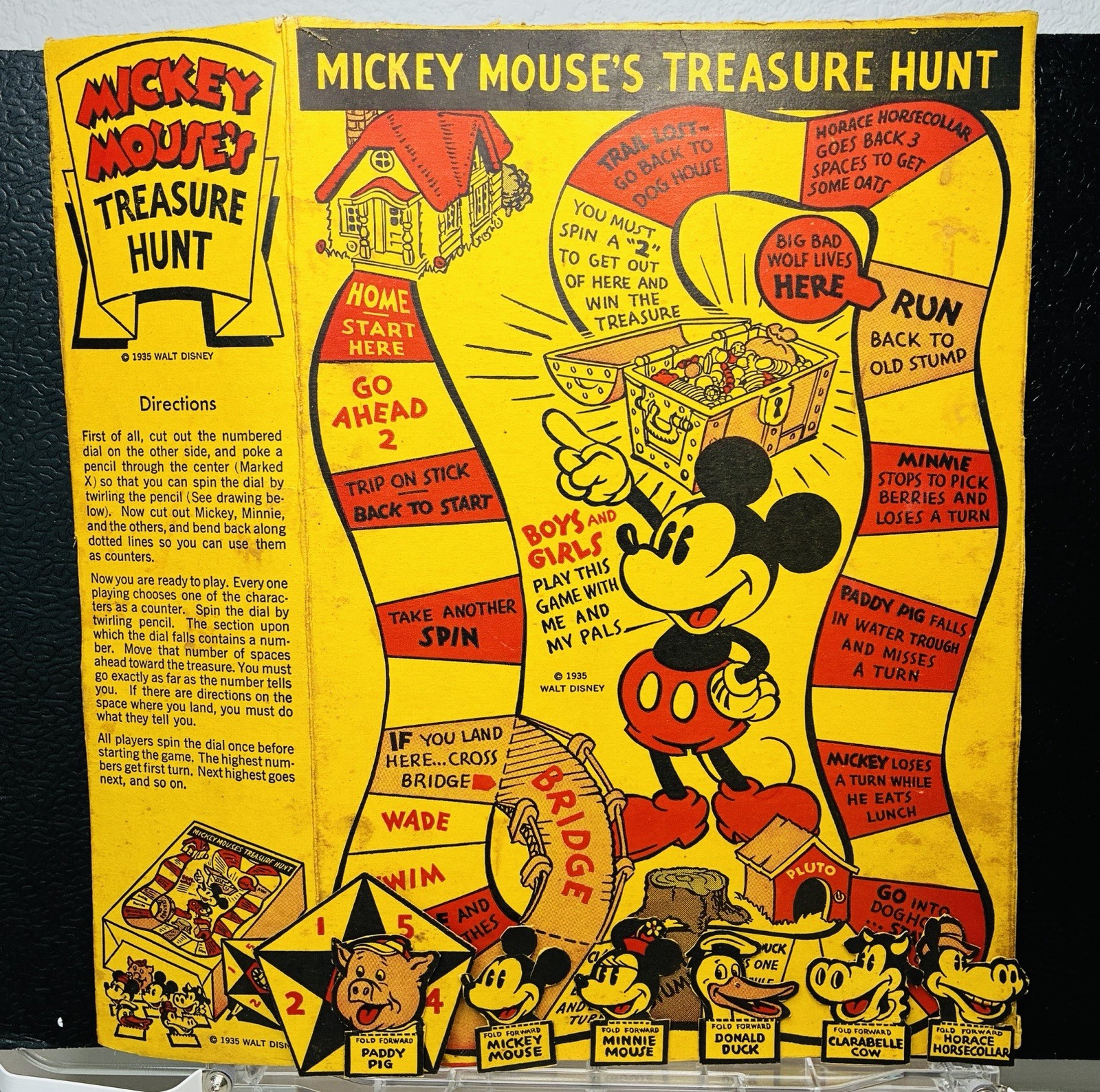 1935 POST TOASTIES Cereal Box Mickey Mouse Treasure Hunt Cut Out Game Board 1935 POST TOASTIES Cereal Box Mickey Mouse Treasure Hunt Cut Out Game Board