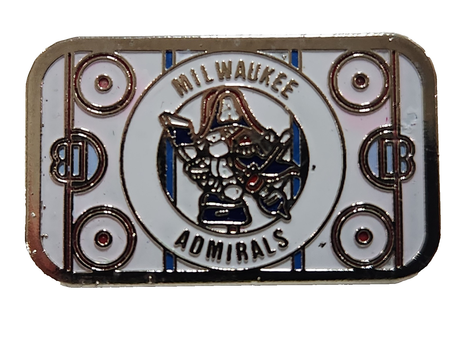 Vintage Milwaukee Admirals IHL Hockey Rink Lapel Hat Pin Silver Tone NEW Vintage