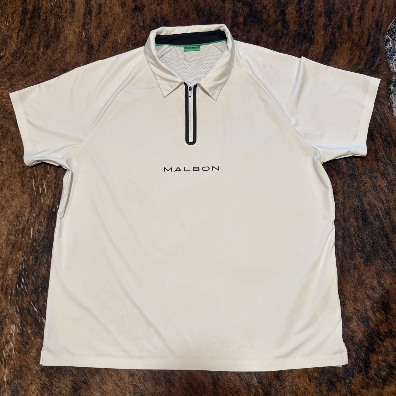 Genuine Malbon Golf Malbon Performance Quarter Zip Raglan Polo White XL MINT Genuine Malbon Golf Malbon Performance Quarter Zip Raglan Polo White XL MINT