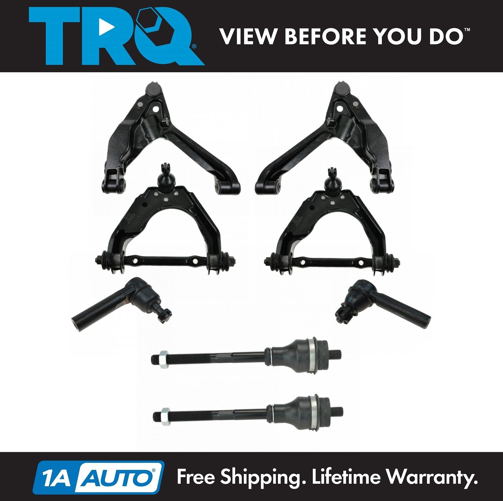 TRQ 8pc Steering Suspension Kit Control Arms w/ Ball Joints Tie Rods for Dakota