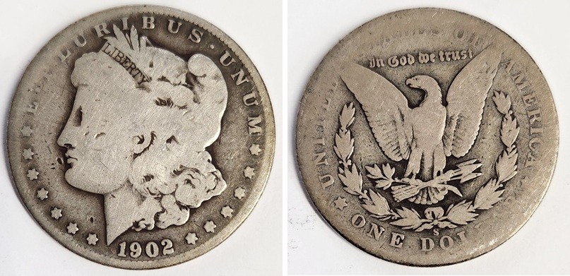 1902-S Morgan Silver Dollar $1 Key Date San Francisco Mint - Raw Circulated G/VG