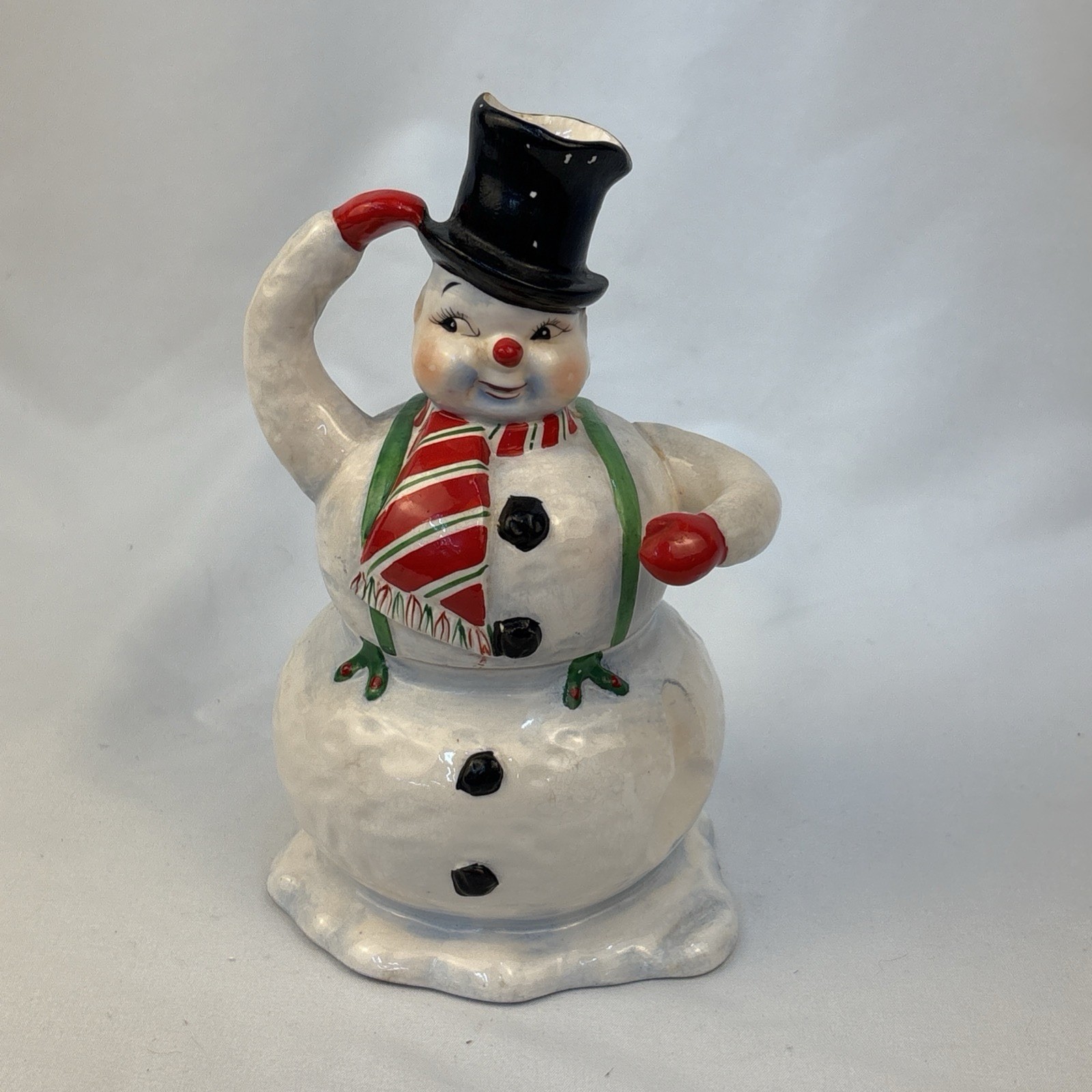 Rare Vintage 1950s “Napco” Japan Cream & Sugar Stackable Snowman No Shovel READ Rare Vintage 1950s “Napco” Japan Cream & Sugar Stackable Snowman No Shovel READ