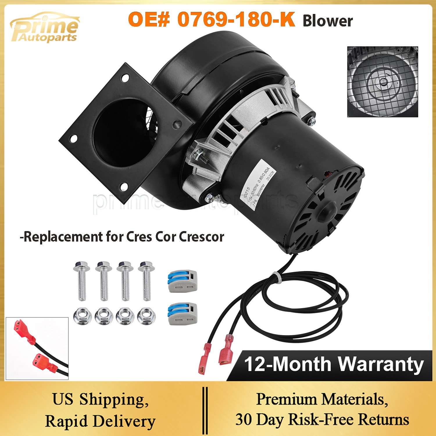 0769-180-K Blower Replacement for Cres Cor Crescor 1/50Hp 0759-005K 0769180K 0769-180-K Blower Replacement for Cres Cor Crescor 1/50Hp 0759-005K 0769180K