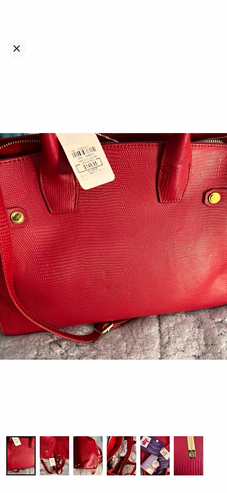 Joy Mangano Women’s Red Satchel Top Handle Bag Zip Closure Detachable Strap Joy Mangano Women’s Red Satchel Top Handle Bag Zip Closure Detachable Strap