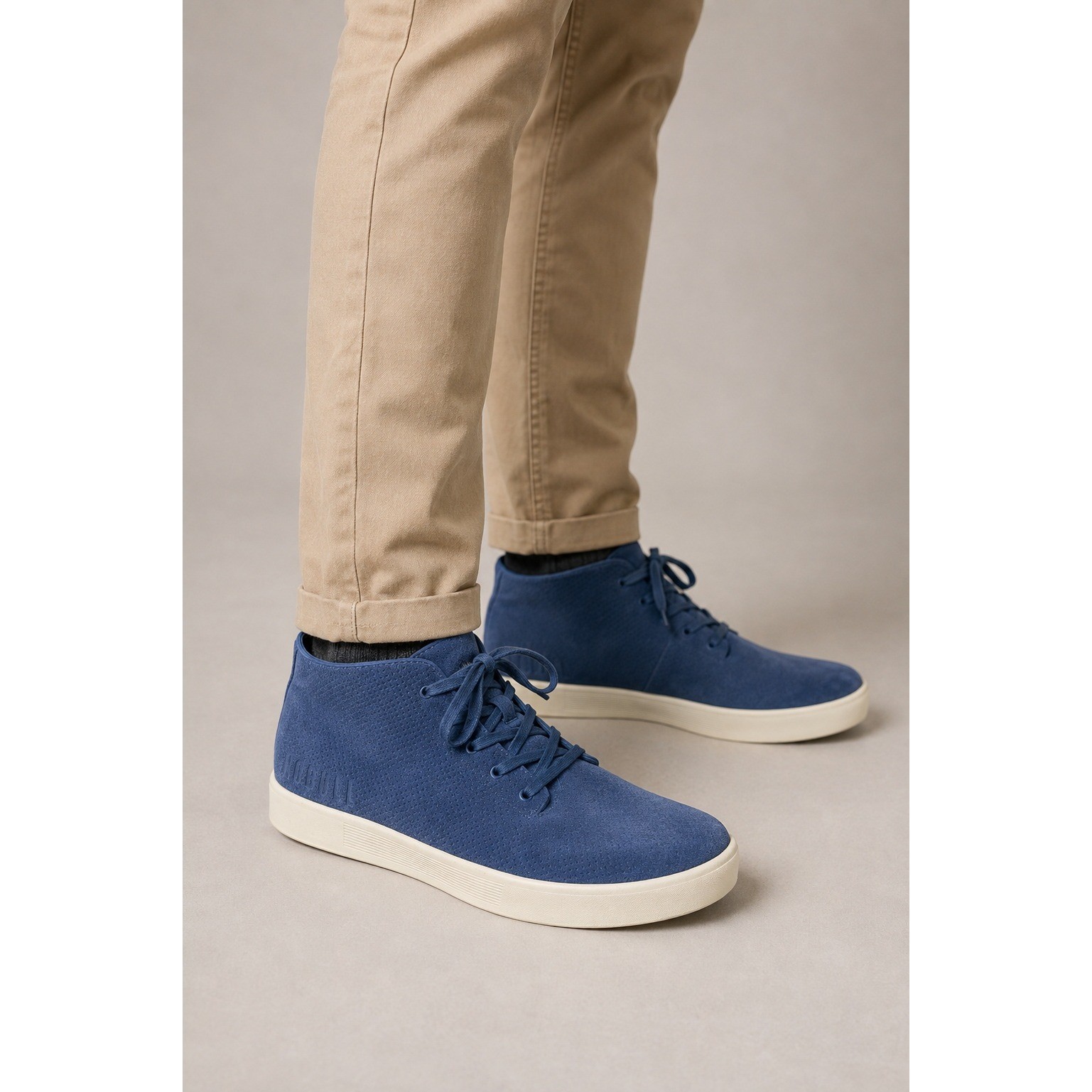 NOBULL Men\'s Blue Perforated Suede Mid Sneakers Size 10.5