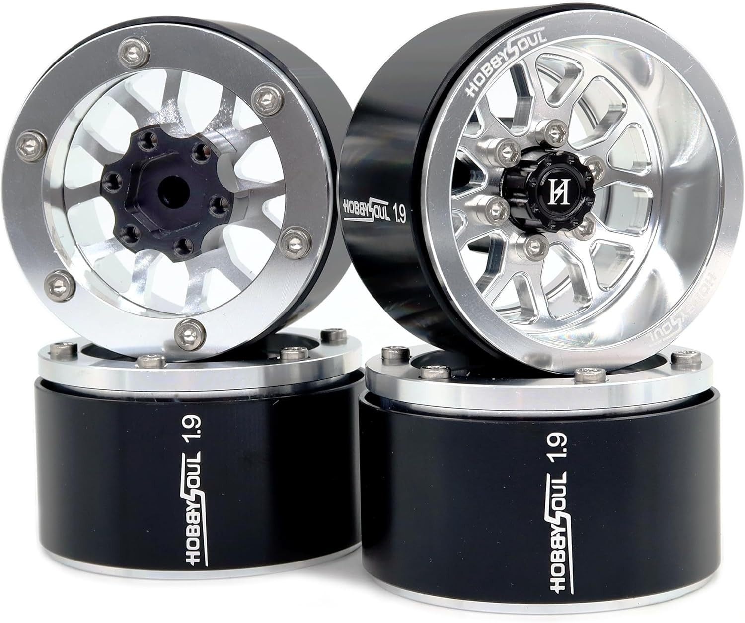 HOBBYSOUL 4Pcs 1.9 Beadlock Wheels -10.5Mm Negative Offset Rims 33Mm Wide for TR