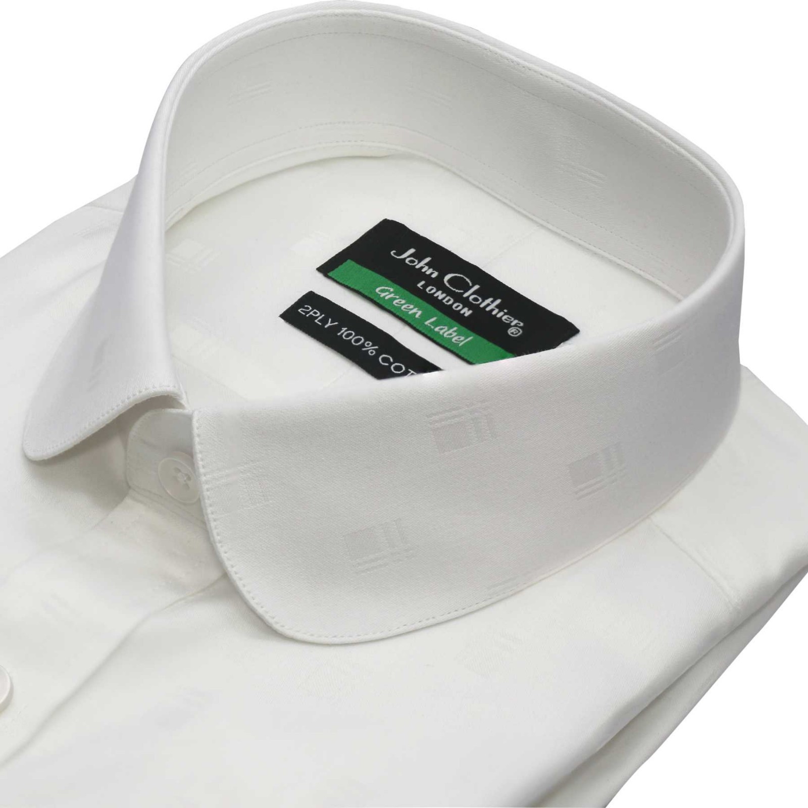 Men\'s Penny Round Club Collar White Textured Shirt 1930s Vintage Retro Edwardian
