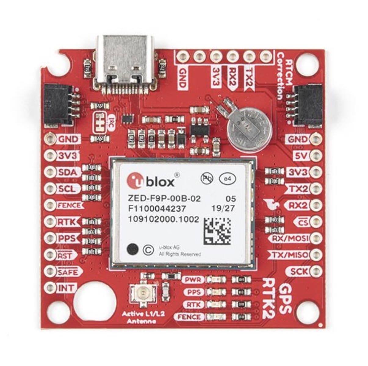 SparkFun GPS-RTK2 Board ZED-F9P Qwiic GPS-15136 GNSS RTK Module