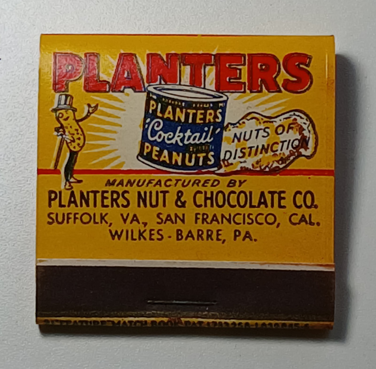 Rare Planters Nut & Chocolate Co Matches Cocktail Peanuts Matchbook Excellent Rare Planters Nut & Chocolate Co Matches Cocktail Peanuts Matchbook Excellent