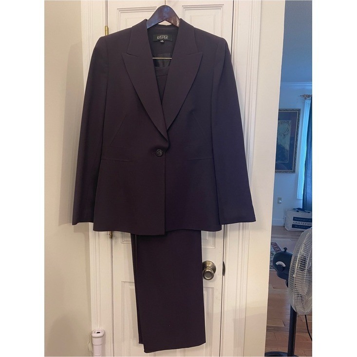 Kasper Dark Plum Womens 2 Piece Pant Suit Blazer Trousers Size 10 Plum Purple