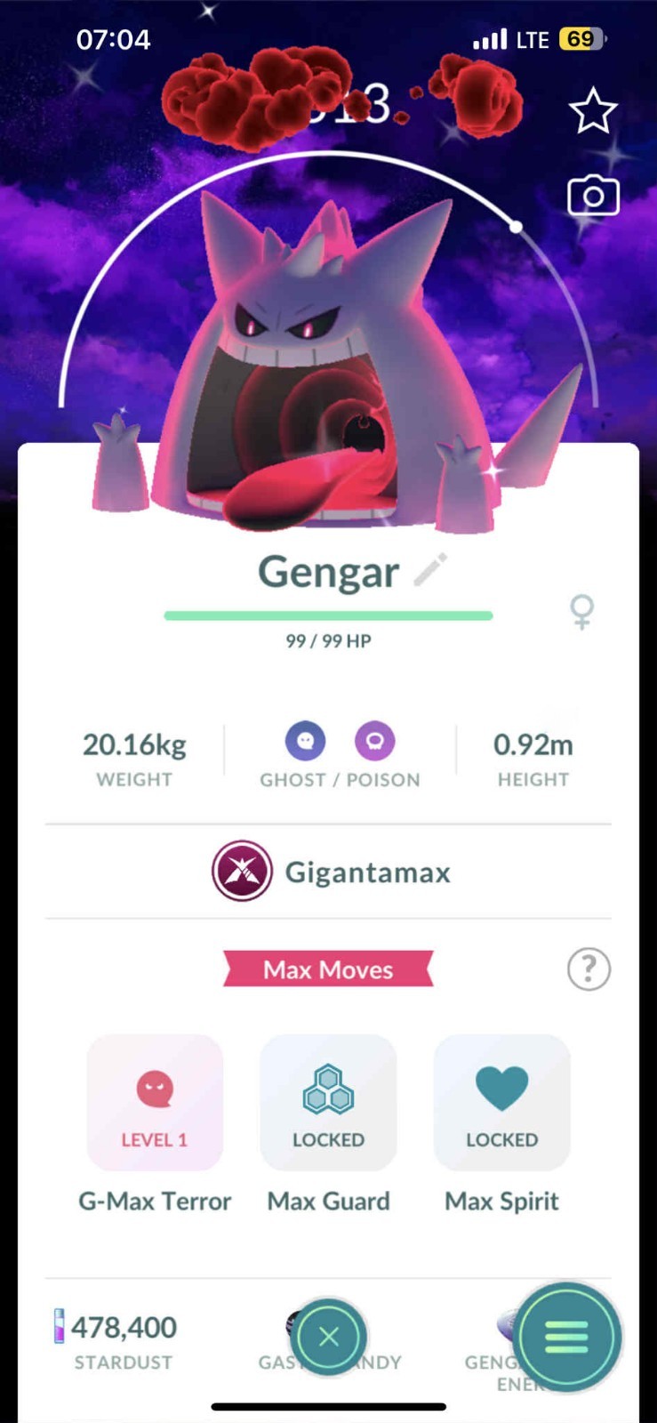 Shiny GIGANTAMAX Gengar Dark Skies Background Max Final - P T C 0r T r a d e